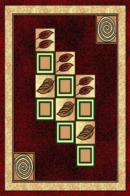 Bcf Leaf Square Pattern Red Carpet
