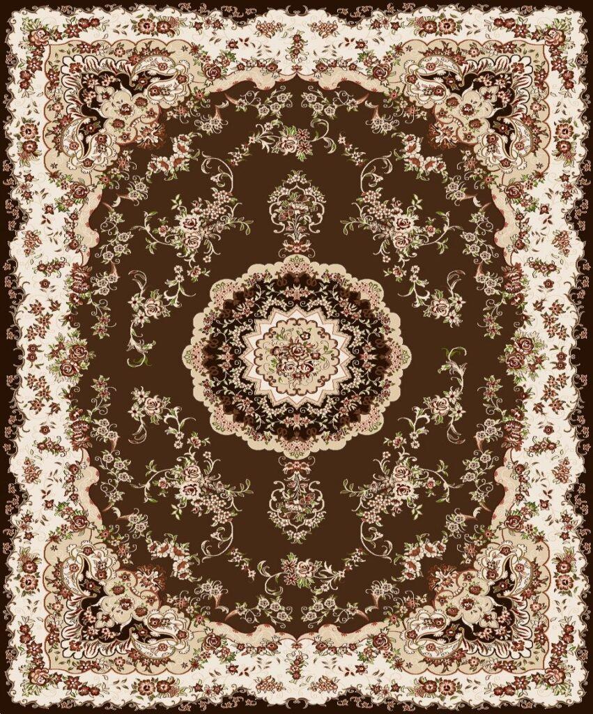 Polyester Chenille Brown Round Patterned Rug