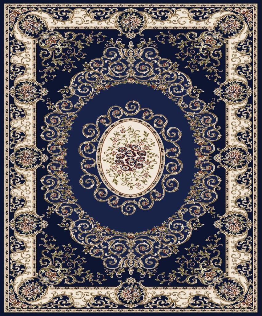 Polyester Chenille Blue Shaped Detailed Rug