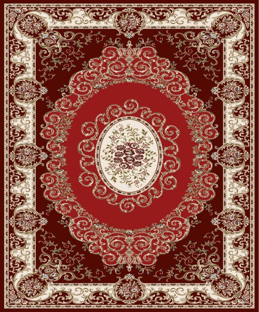 Polyester Chenille Red Brown Shaped Detailed Rug