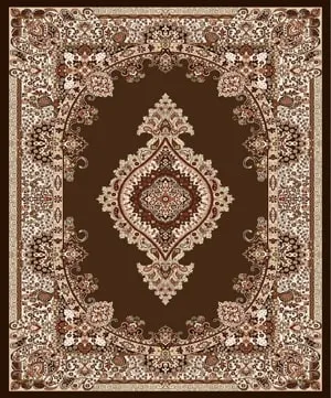 Polyester Chenille Brown Round Detailed Rug