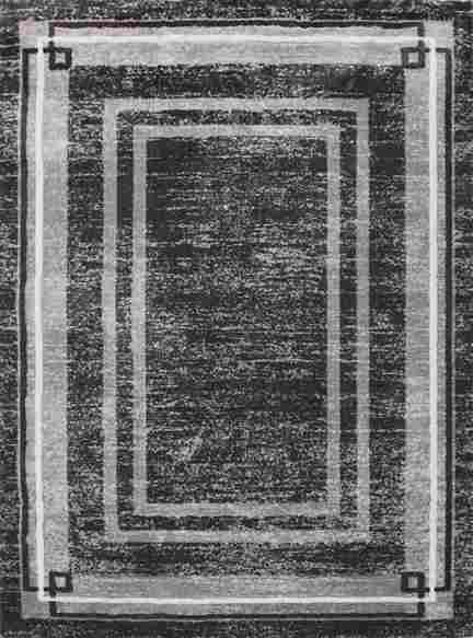 Mabel Square Detailed Black Gray Rug